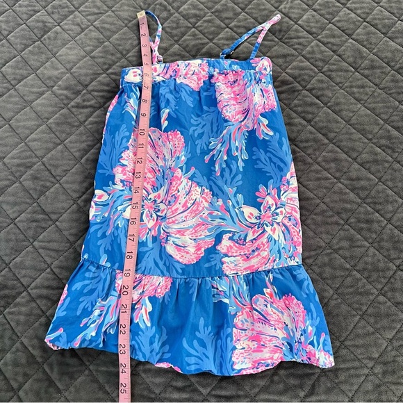 Lilly Pulitzer Little Girls Dress Medium Shift Blue pink Sleeveless B24 - Picture 2 of 5